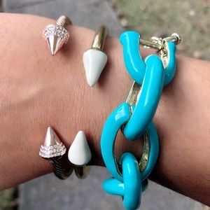 White Enamel Tips Gold Tone Bracelet